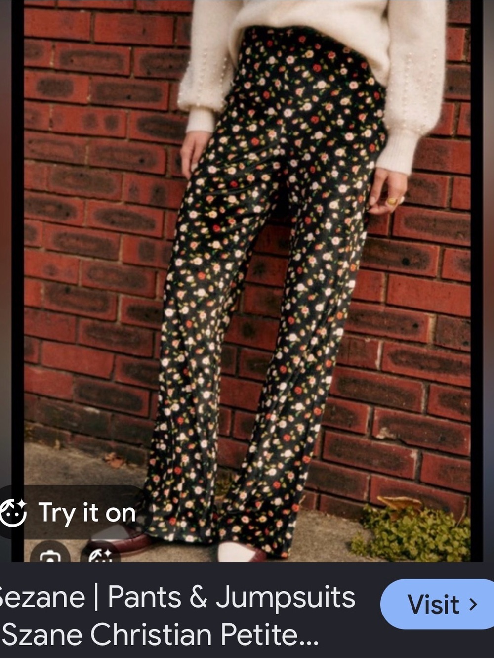 Floral SEZANE  Wide-Leg Pants - Black Floral (38) US6